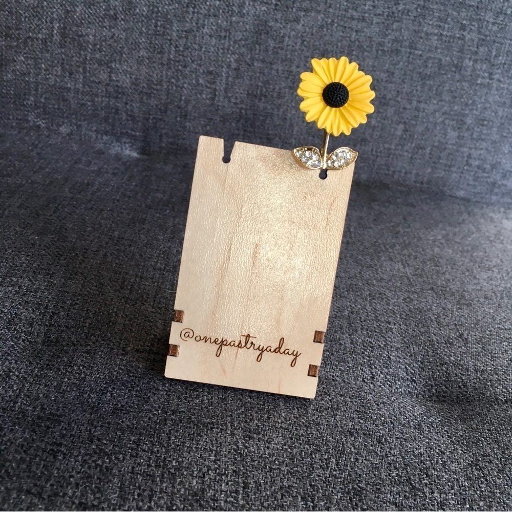 Sunflower Enamel + Rhinestone Fashion Brooch Pin, Yellow, Gold, White - Picture 15 of 17